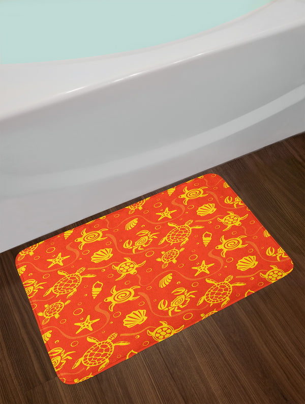 Orange Fluffy Bath Mat for Bathroom Decor Plush Mat with Non Slip Backing