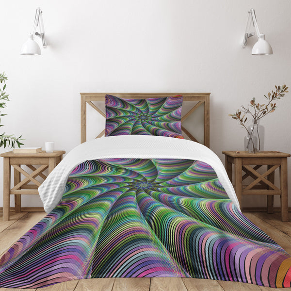 Fractal Bedspread Set Decorative Bedding Coverlet and Pillow Sham