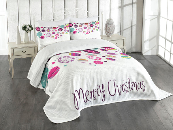 Christmas Bedspread Set Decorative Bedding Coverlet and Pillow Sham