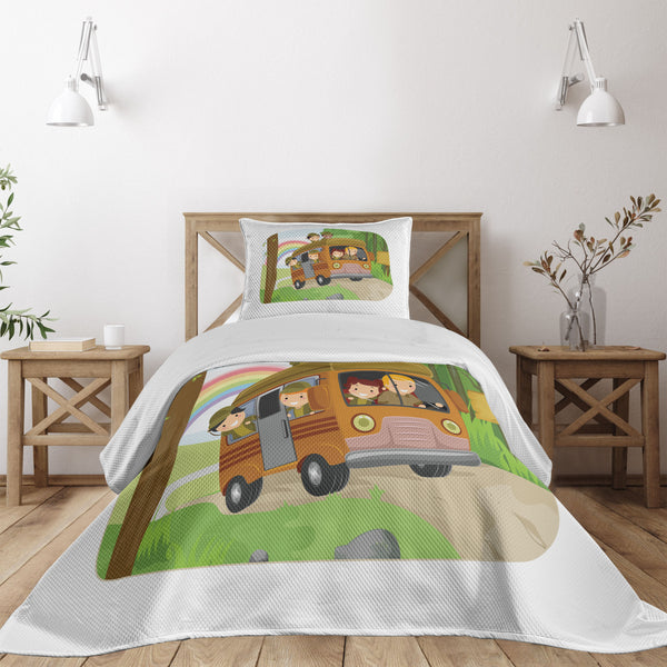 Camper Decorative Bedding Bedspread with 2 Pillow Shams 3 Piece Set