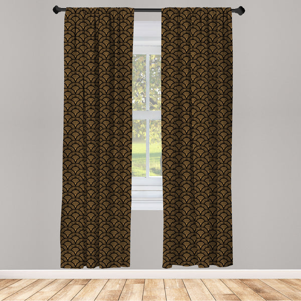 Scallop Lightweight Curtains for Window Decor Microfiber 2 Panel Set for Living Room & Bedroom