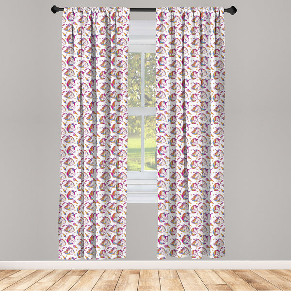 Unicorn Party Lightweight Curtains for Window Decor Microfiber 2 Panel Set for Living Room & Bedroom