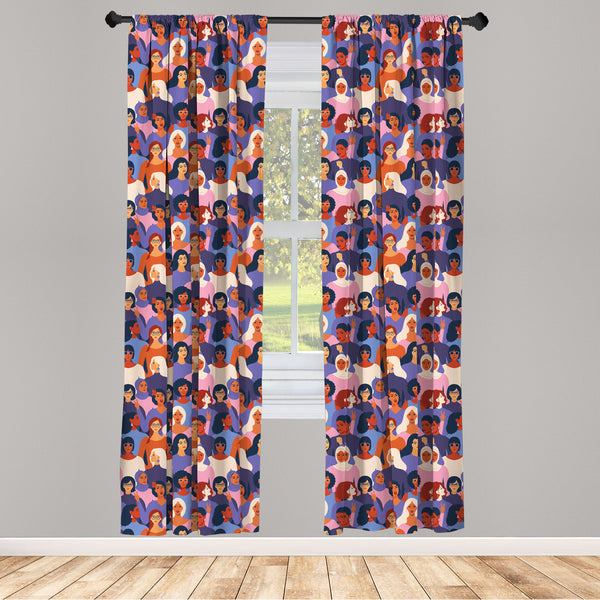 Feminist Lightweight Curtains for Window Decor Microfiber 2 Panel Set for Living Room & Bedroom