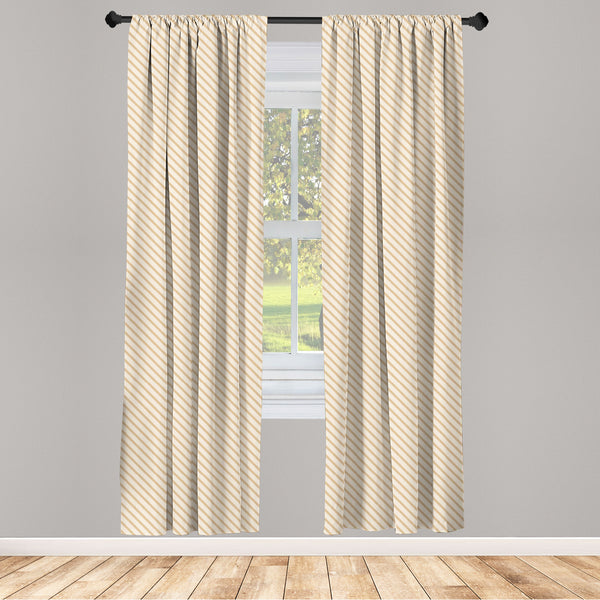 Ecru Lightweight Curtains for Window Decor Microfiber 2 Panel Set for Living Room & Bedroom