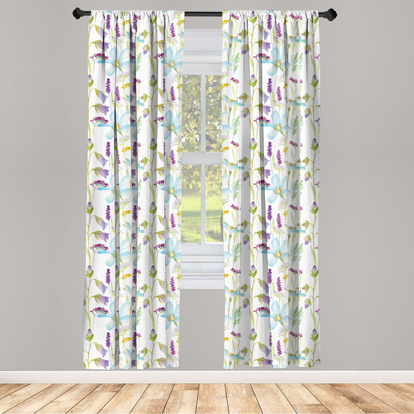 Watercolour Lightweight Curtains for Window Decor Microfiber 2 Panel Set for Living Room & Bedroom