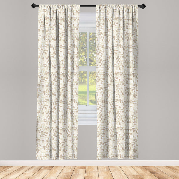 Flower Lightweight Curtains for Window Decor Microfiber 2 Panel Set for Living Room & Bedroom