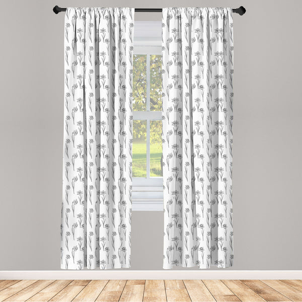 Floral Lightweight Curtains for Window Decor Microfiber 2 Panel Set for Living Room & Bedroom