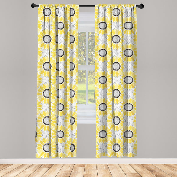 Yellow Lightweight Curtains for Window Decor Microfiber 2 Panel Set for Living Room & Bedroom