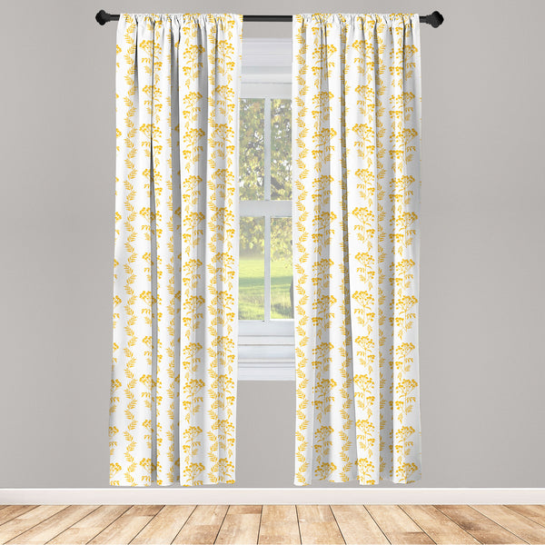 Botanical Lightweight Curtains for Window Decor Microfiber 2 Panel Set for Living Room & Bedroom