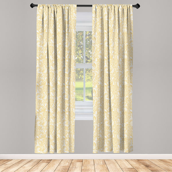 Paisley Lightweight Curtains for Window Decor Microfiber 2 Panel Set for Living Room & Bedroom