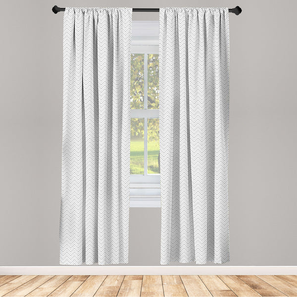 Herringbone Lightweight Curtains for Window Decor Microfiber 2 Panel Set for Living Room & Bedroom