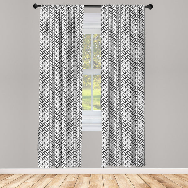 Herringbone Lightweight Curtains for Window Decor Microfiber 2 Panel Set for Living Room & Bedroom