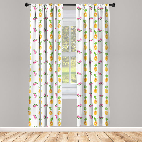 Pineapple Lightweight Curtains for Window Decor Microfiber 2 Panel Set for Living Room & Bedroom