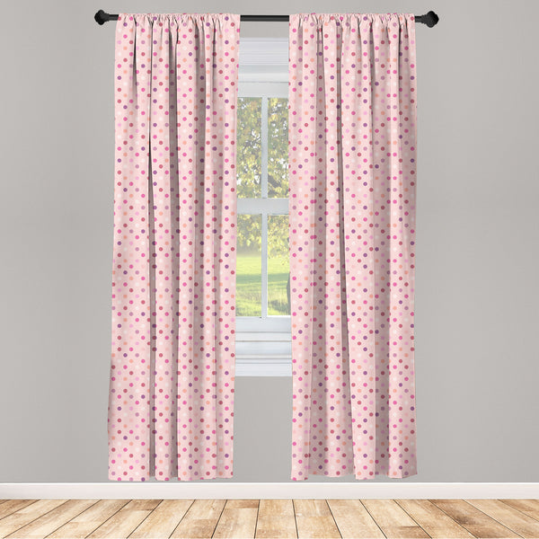 Polka Dots Lightweight Curtains for Window Decor Microfiber 2 Panel Set for Living Room & Bedroom