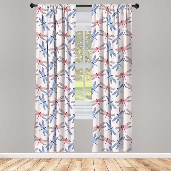 Dragonfly Lightweight Curtains for Window Decor Microfiber 2 Panel Set for Living Room & Bedroom