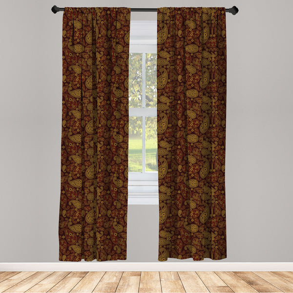 Paisley Lightweight Curtains for Window Decor Microfiber 2 Panel Set for Living Room & Bedroom