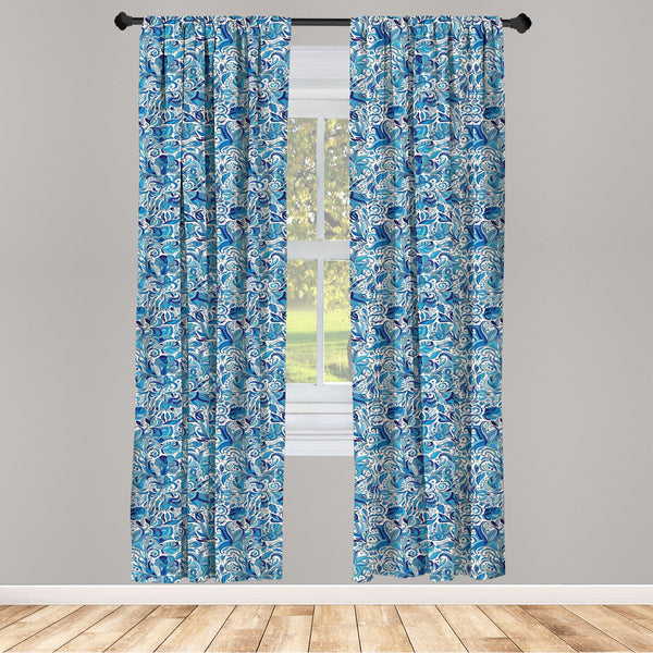 Floral Lightweight Curtains for Window Decor Microfiber 2 Panel Set for Living Room & Bedroom