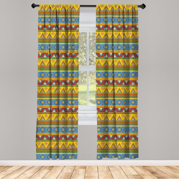 Aztec Lightweight Curtains for Window Decor Microfiber 2 Panel Set for Living Room & Bedroom