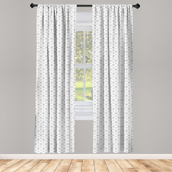 Geometric Lightweight Curtains for Window Decor Microfiber 2 Panel Set for Living Room & Bedroom