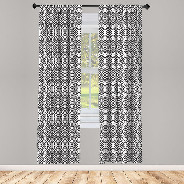 Black and White Lightweight Curtains for Window Decor Microfiber 2 Panel Set for Living Room & Bedroom