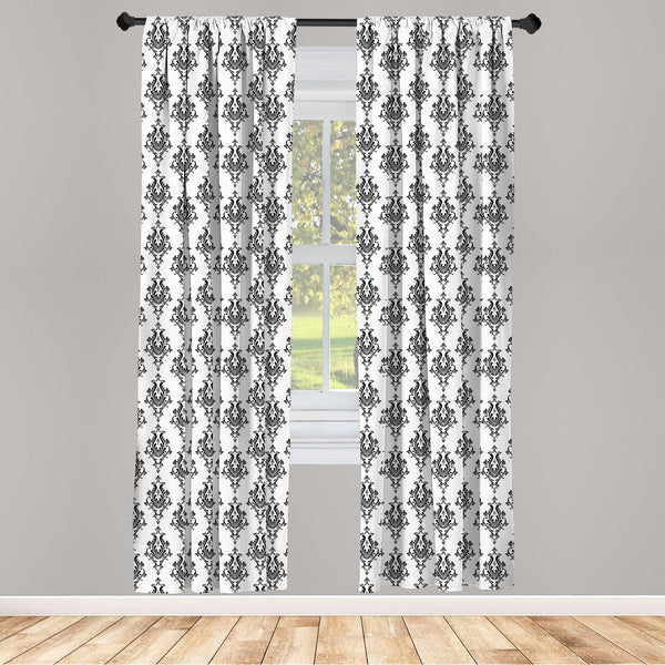 Damask Lightweight Curtains for Window Decor Microfiber 2 Panel Set for Living Room & Bedroom