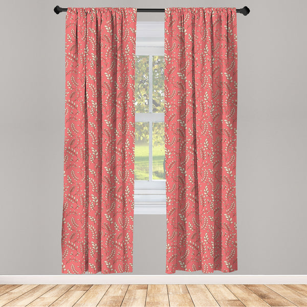 Coral Lightweight Curtains for Window Decor Microfiber 2 Panel Set for Living Room & Bedroom