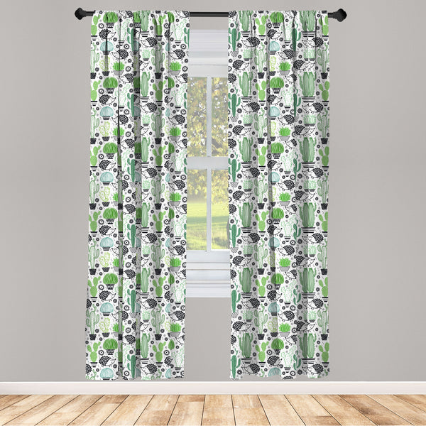 Cactus Lightweight Curtains for Window Decor Microfiber 2 Panel Set for Living Room & Bedroom