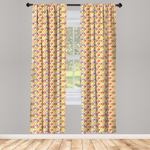 Ice Cream Lightweight Curtains for Window Decor Microfiber 2 Panel Set for Living Room & Bedroom