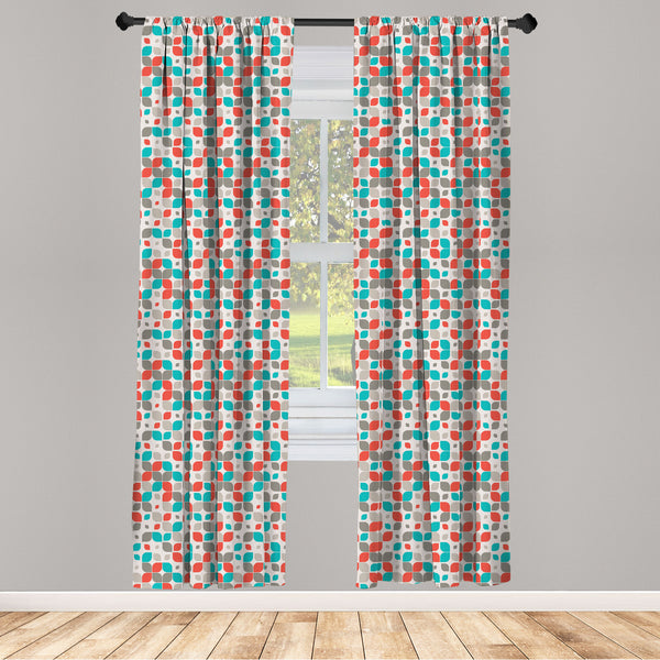 Retro Lightweight Curtains for Window Decor Microfiber 2 Panel Set for Living Room & Bedroom