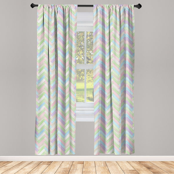 Pastel Lightweight Curtains for Window Decor Microfiber 2 Panel Set for Living Room & Bedroom