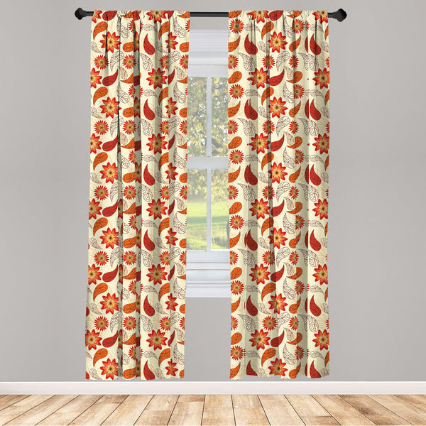 Orange Lightweight Curtains for Window Decor Microfiber 2 Panel Set for Living Room & Bedroom