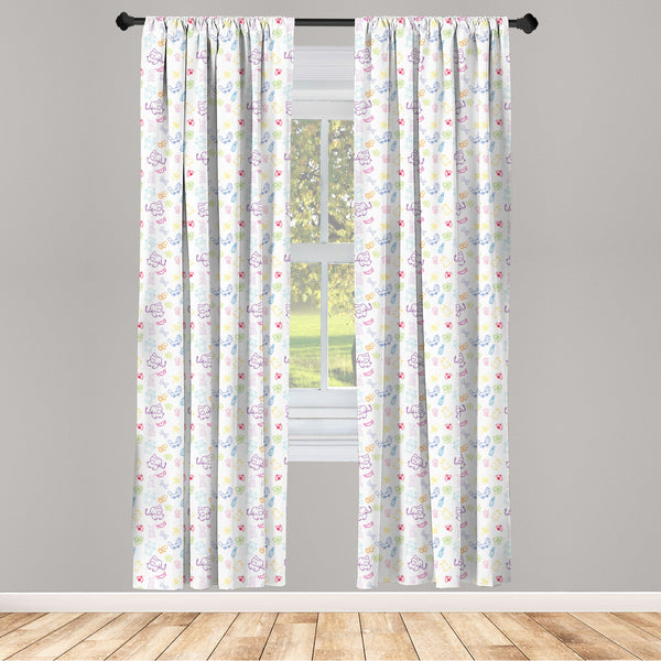 Cartoon Lightweight Curtains for Window Decor Microfiber 2 Panel Set for Living Room & Bedroom