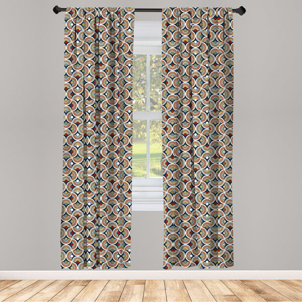 Geometric Lightweight Curtains for Window Decor Microfiber 2 Panel Set for Living Room & Bedroom