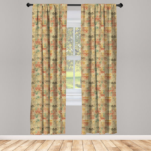 Geometric Lightweight Curtains for Window Decor Microfiber 2 Panel Set for Living Room & Bedroom