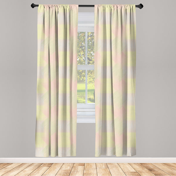 Geometric Lightweight Curtains for Window Decor Microfiber 2 Panel Set for Living Room & Bedroom