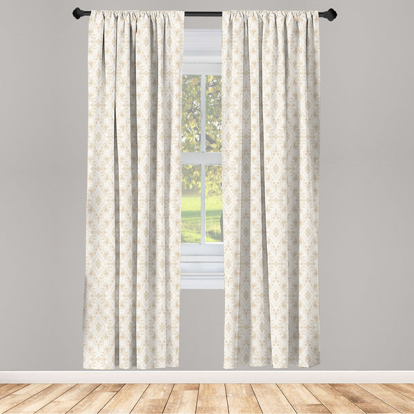 Damask Lightweight Curtains for Window Decor Microfiber 2 Panel Set for Living Room & Bedroom