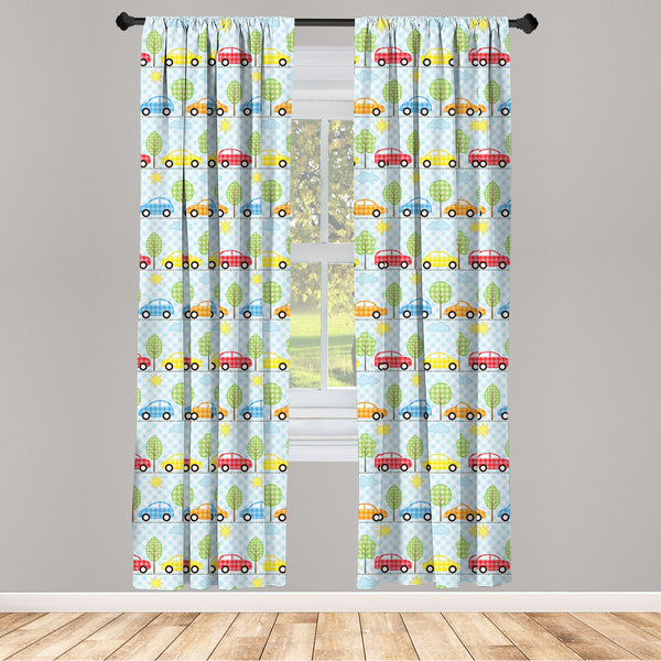 Cartoon Lightweight Curtains for Window Decor Microfiber 2 Panel Set for Living Room & Bedroom