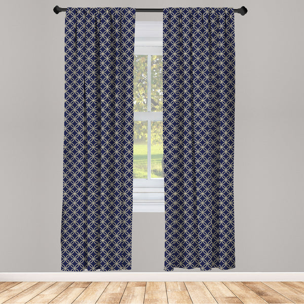 Navy Blue Lightweight Curtains for Window Decor Microfiber 2 Panel Set for Living Room & Bedroom