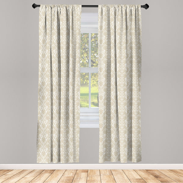 Beige Lightweight Curtains for Window Decor Microfiber 2 Panel Set for Living Room & Bedroom