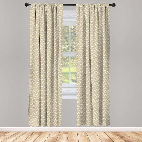 Beige Lightweight Curtains for Window Decor Microfiber 2 Panel Set for Living Room & Bedroom