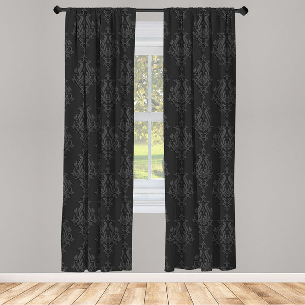 Dark Grey Lightweight Curtains for Window Decor Microfiber 2 Panel Set for Living Room & Bedroom