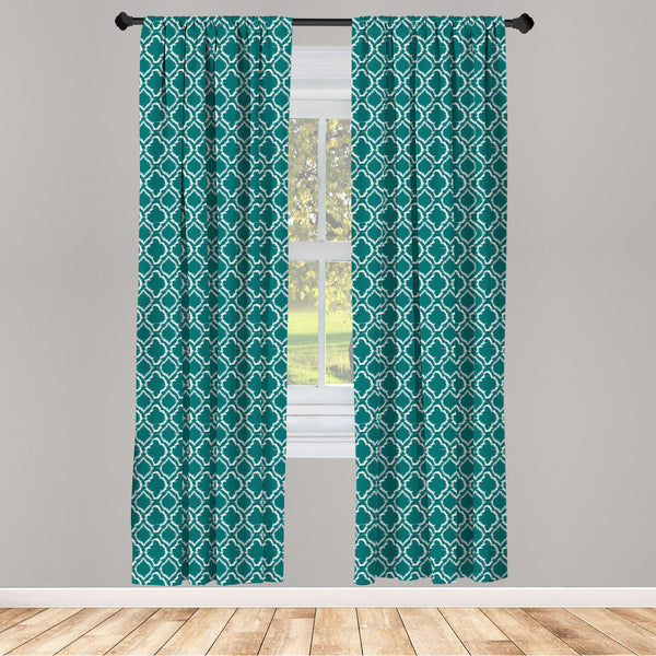 Teal Lightweight Curtains for Window Decor Microfiber 2 Panel Set for Living Room & Bedroom