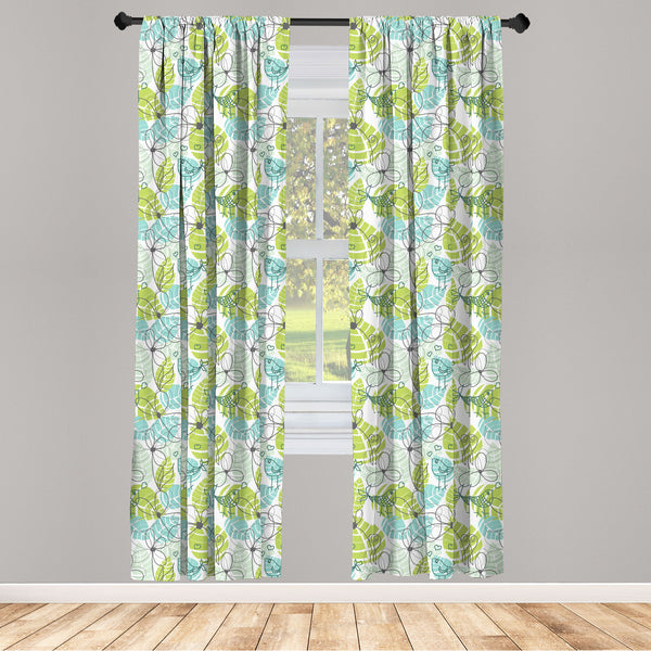 Leaves Lightweight Curtains for Window Decor Microfiber 2 Panel Set for Living Room & Bedroom