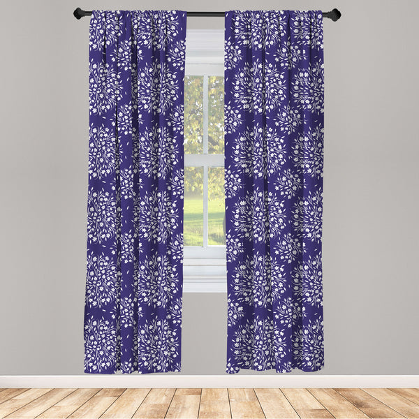 Floral Print Lightweight Curtains for Window Decor Microfiber 2 Panel Set for Living Room & Bedroom