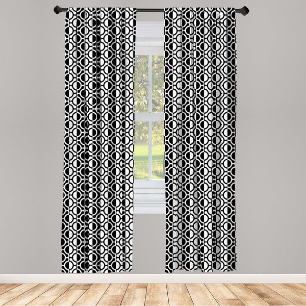 Black and White Lightweight Curtains for Window Decor Microfiber 2 Panel Set for Living Room & Bedroom