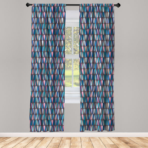 Mid Century Lightweight Curtains for Window Decor Microfiber 2 Panel Set for Living Room & Bedroom