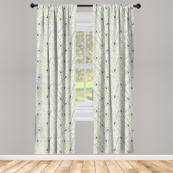 Dandelion Lightweight Curtains for Window Decor Microfiber 2 Panel Set for Living Room & Bedroom