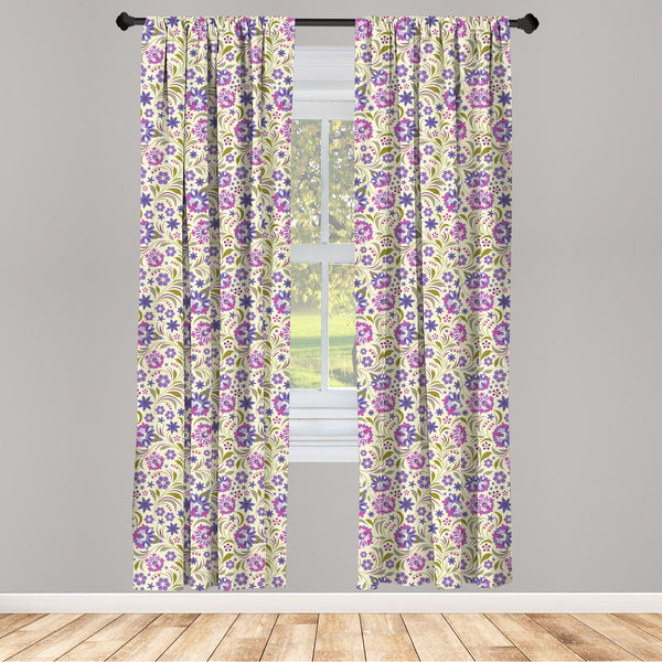 Garden Art Lightweight Curtains for Window Decor Microfiber 2 Panel Set for Living Room & Bedroom