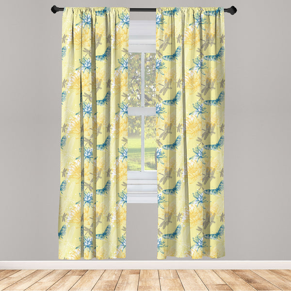 Dragonfly Lightweight Curtains for Window Decor Microfiber 2 Panel Set for Living Room & Bedroom