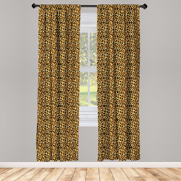 Leopard Print Lightweight Curtains for Window Decor Microfiber 2 Panel Set for Living Room & Bedroom